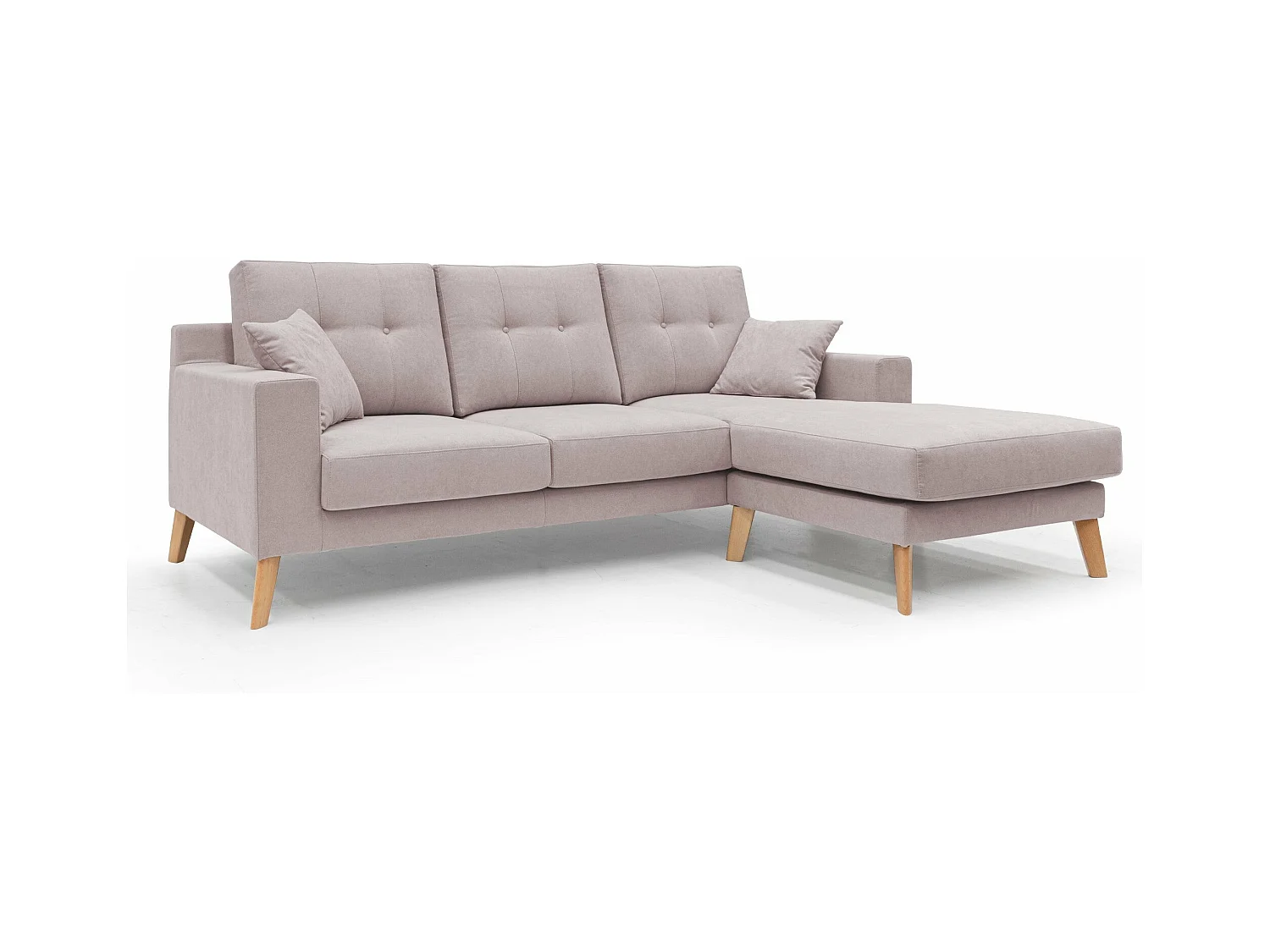 Danish Canapé d'angle moderne reversible en tissu doux imperméable T02 237 cm rose