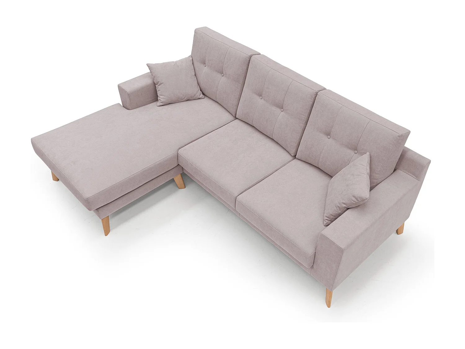 Danish Ecksofa mit verstellbarer Halbinsel aus weichem, wasserfestem Stoff T02 237 cm rosa