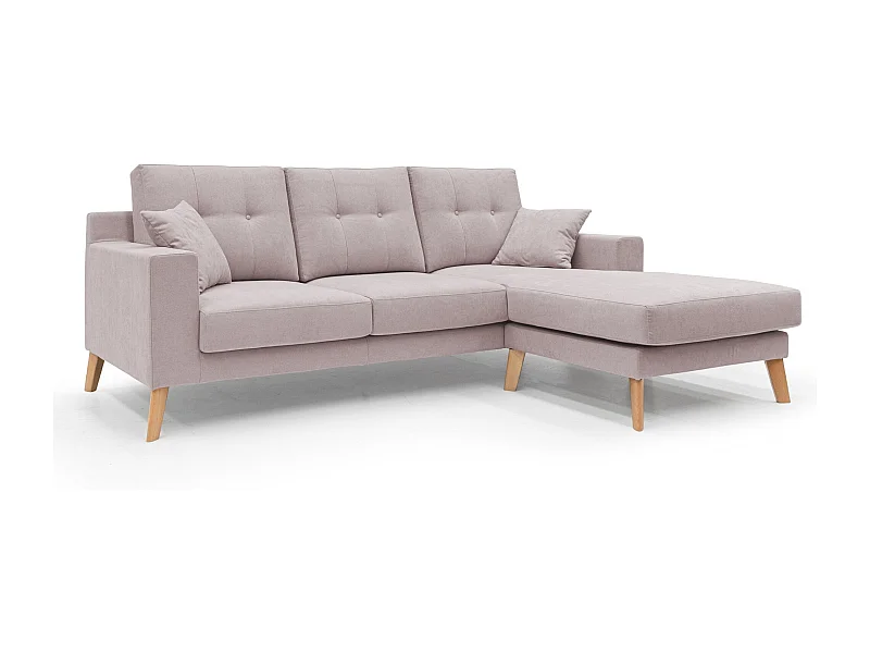 Danish Ecksofa mit verstellbarer Halbinsel aus weichem, wasserfestem Stoff T02 237 cm rosa