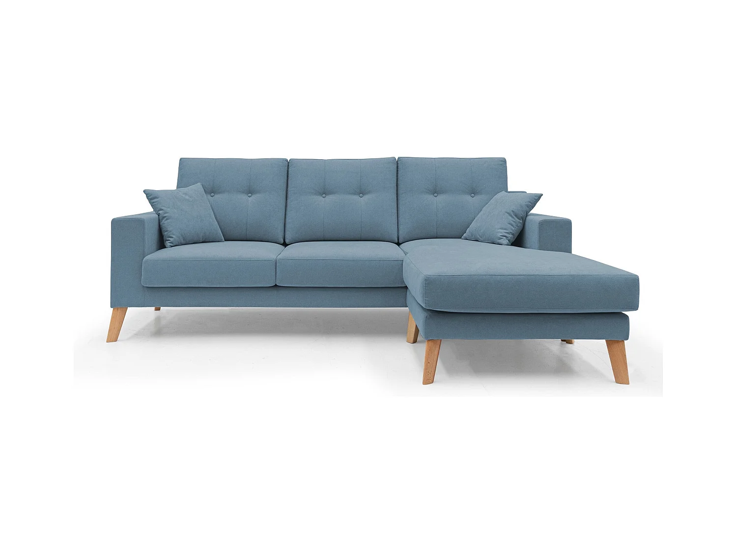 Danish Sofá rinconero moderno reversible de tela suave e impermeable 237 cm Azul Claro