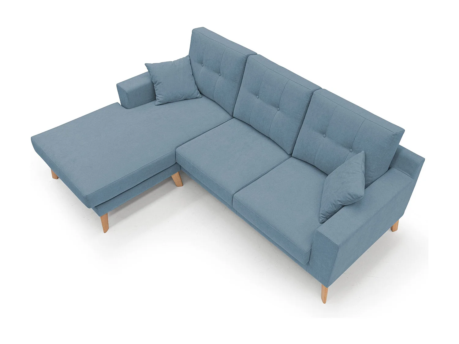 Danish Sofá rinconero moderno reversible de tela suave e impermeable 237 cm Azul Claro