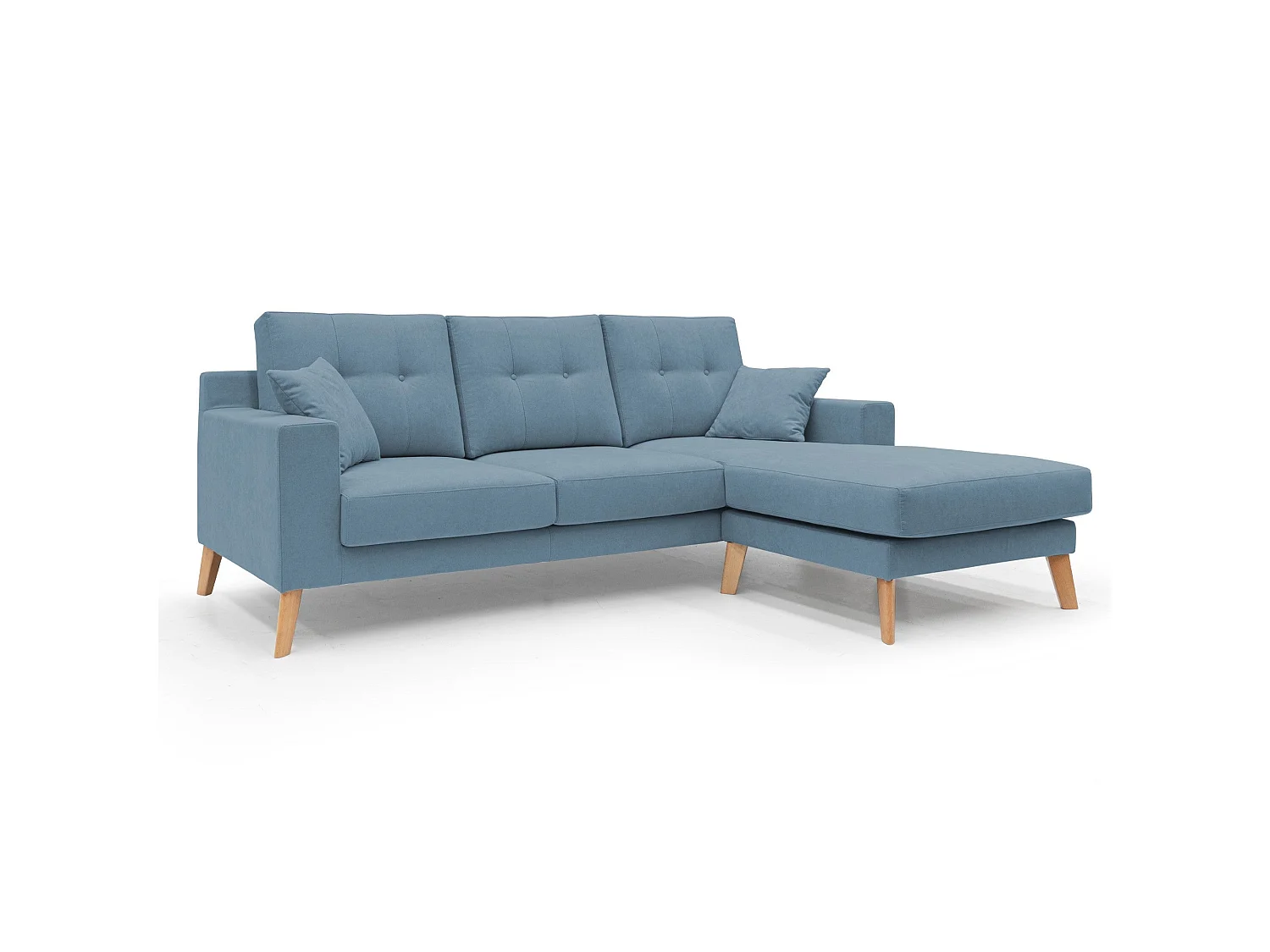 Danish Sofá rinconero moderno reversible de tela suave e impermeable 237 cm Azul Claro