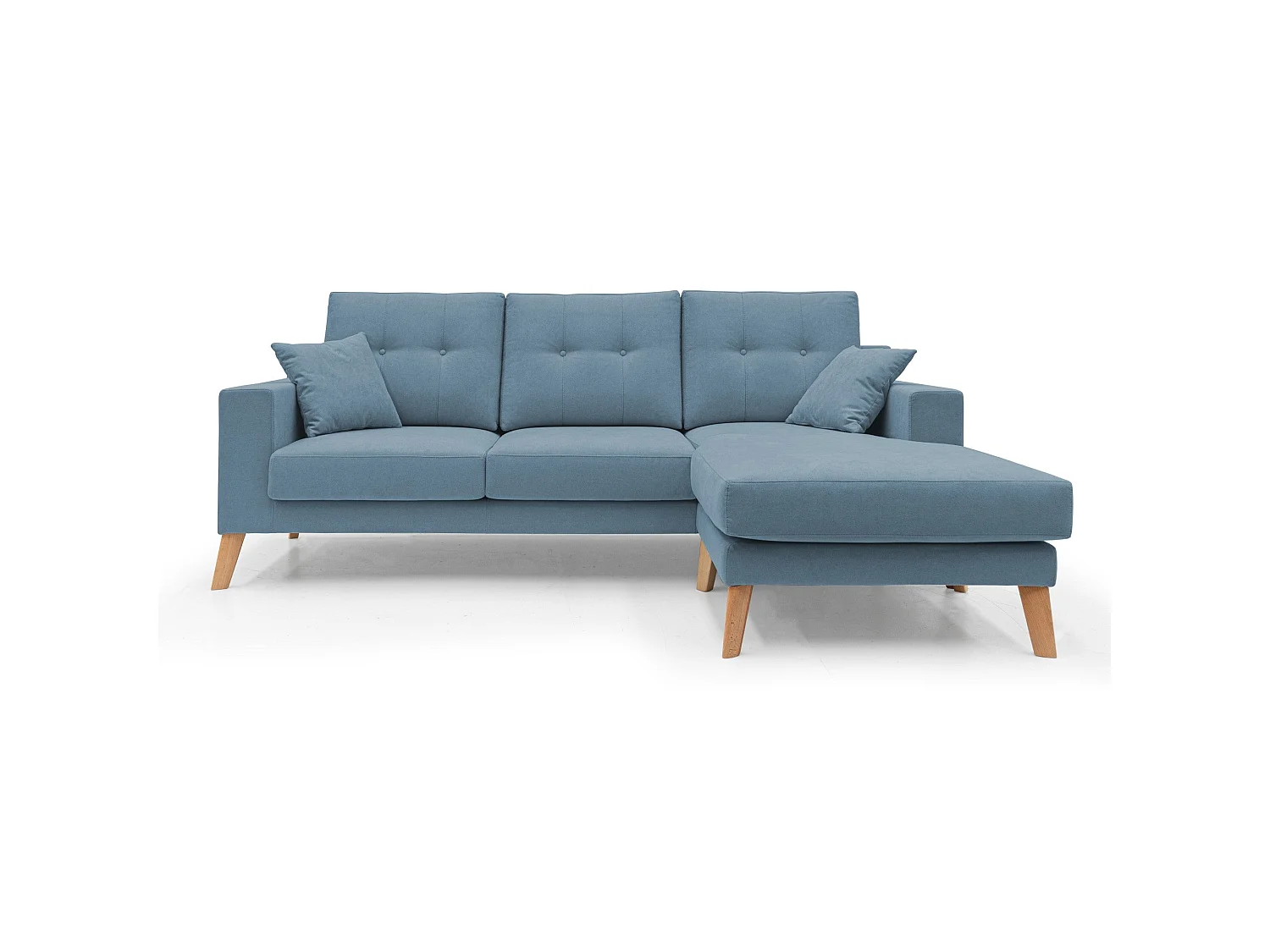 Danish Sofá rinconero moderno reversible de tela suave e impermeable 237 cm Azul Claro