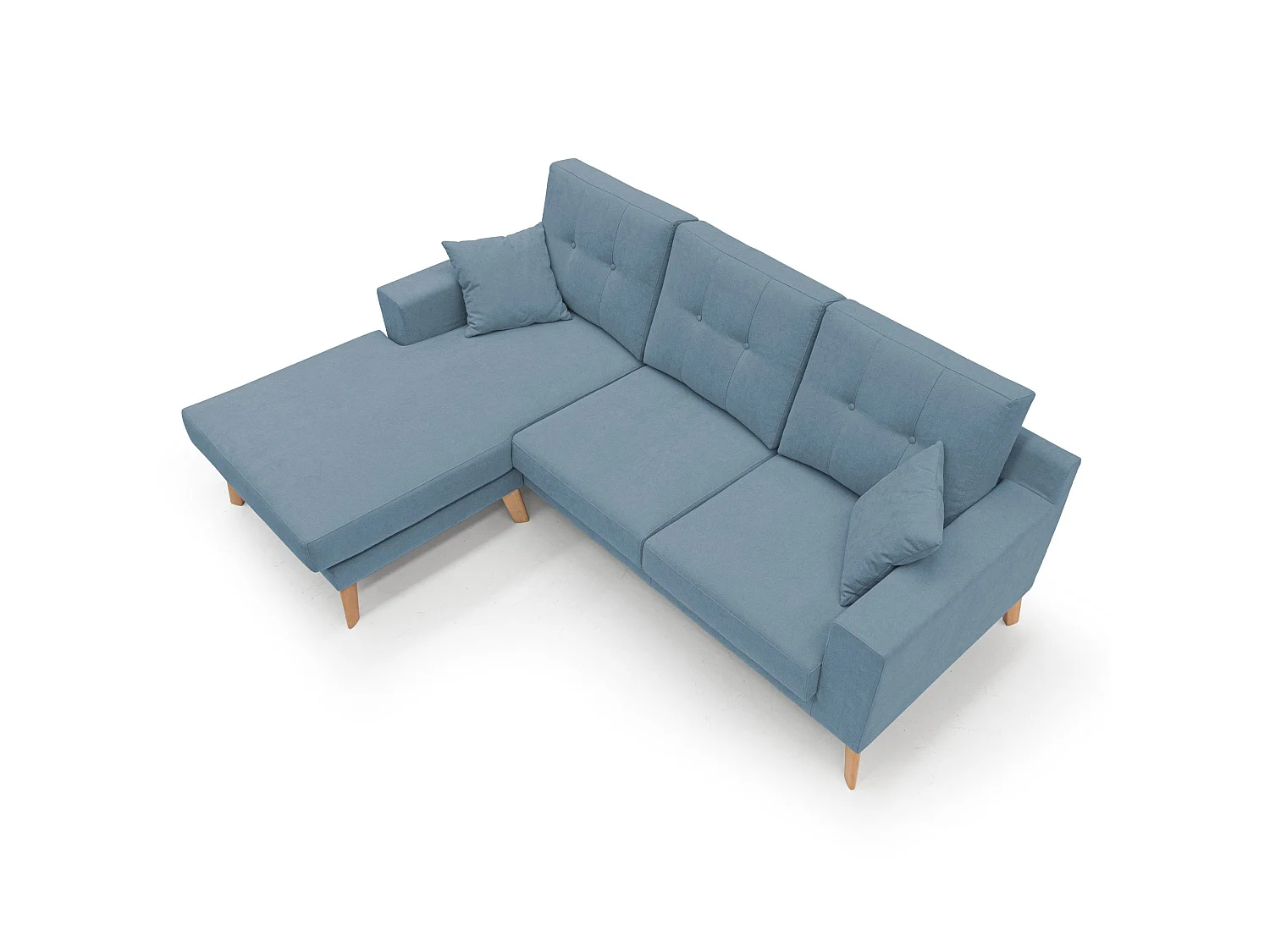 Danish Sofá rinconero moderno reversible de tela suave e impermeable 237 cm Azul Claro