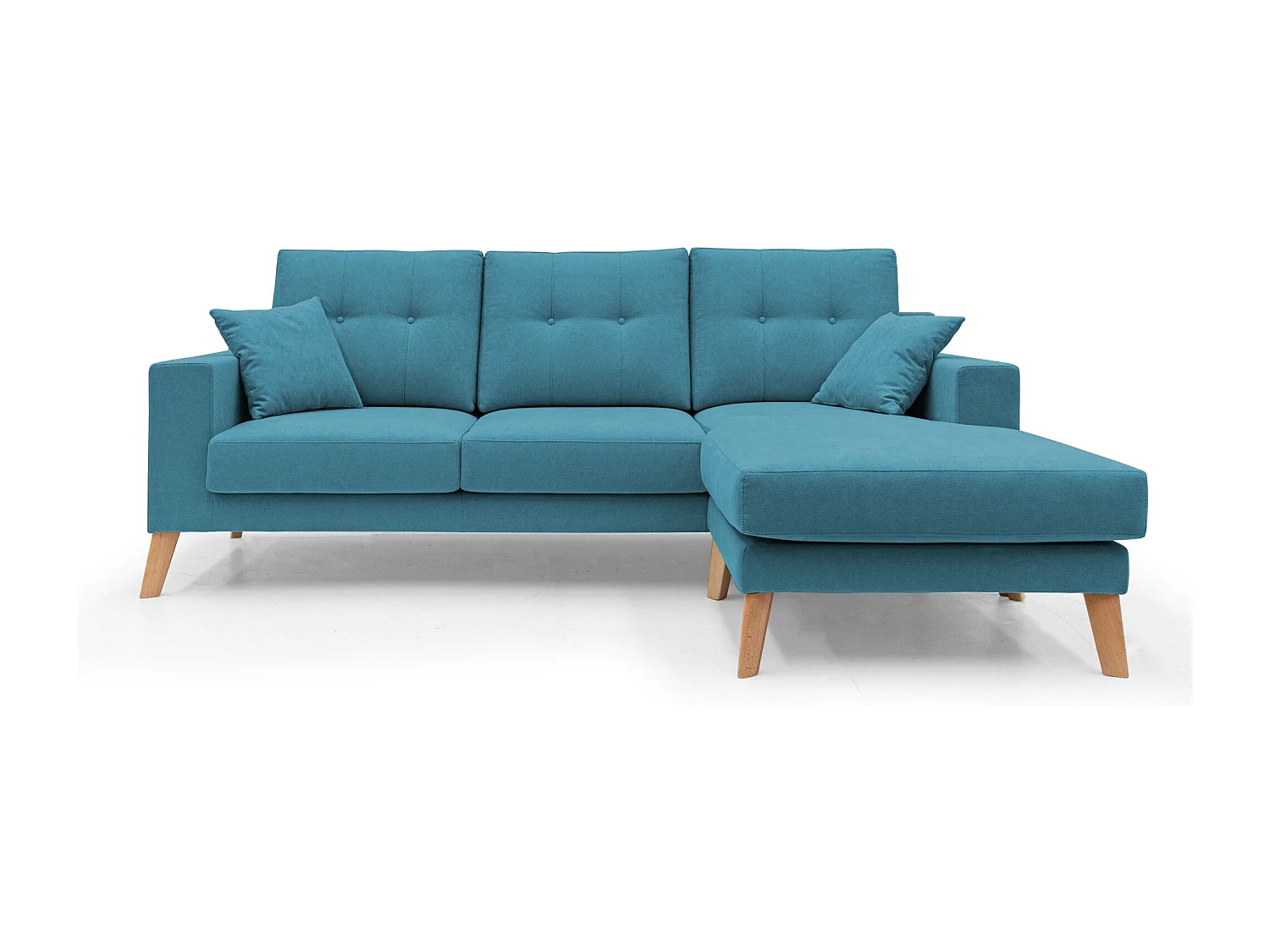 Danish Sofá rinconero moderno reversible de tela suave e impermeable 237 cm Azul Claro