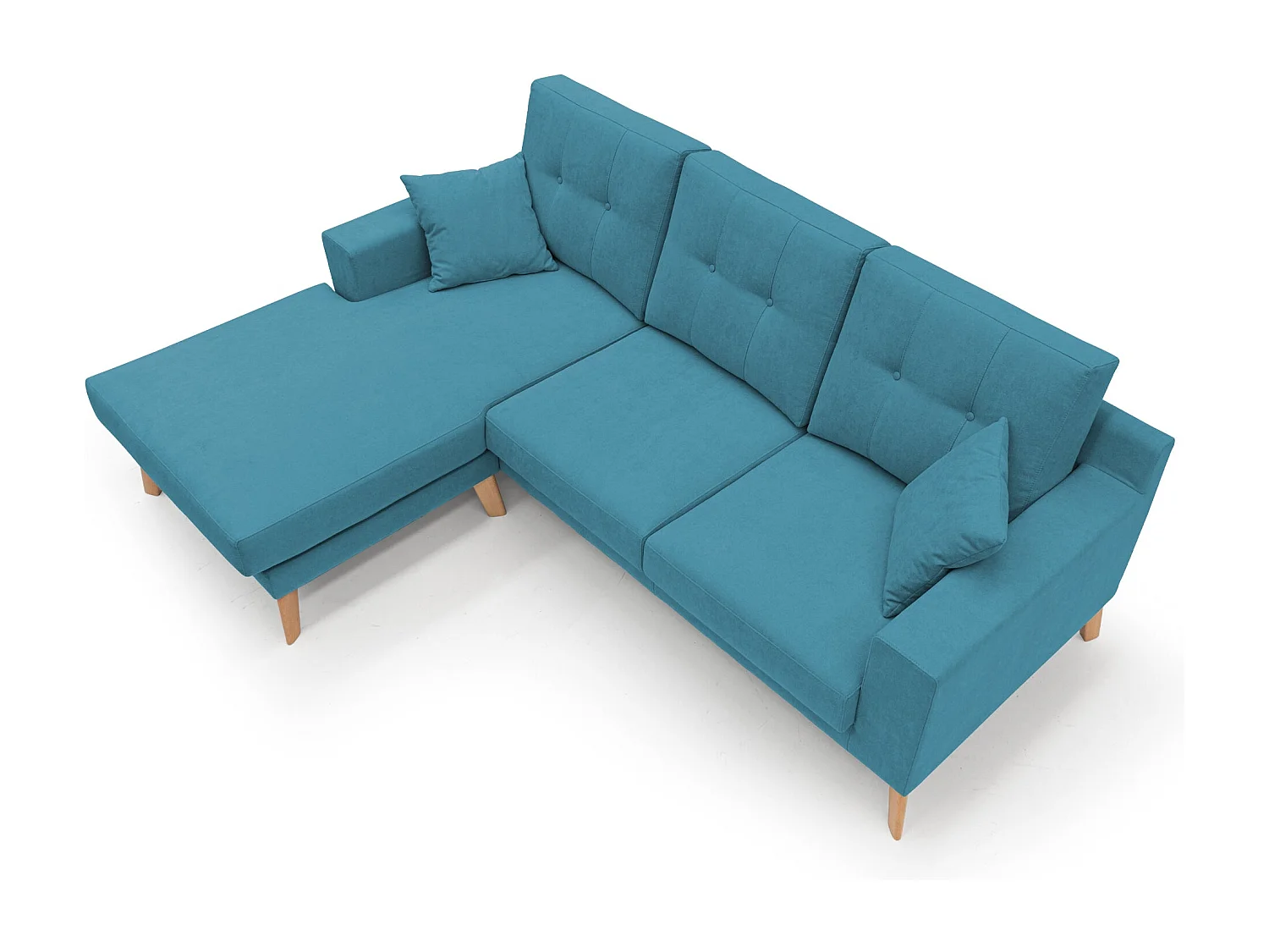 Danish Sofá rinconero moderno reversible de tela suave e impermeable 237 cm Azul Claro