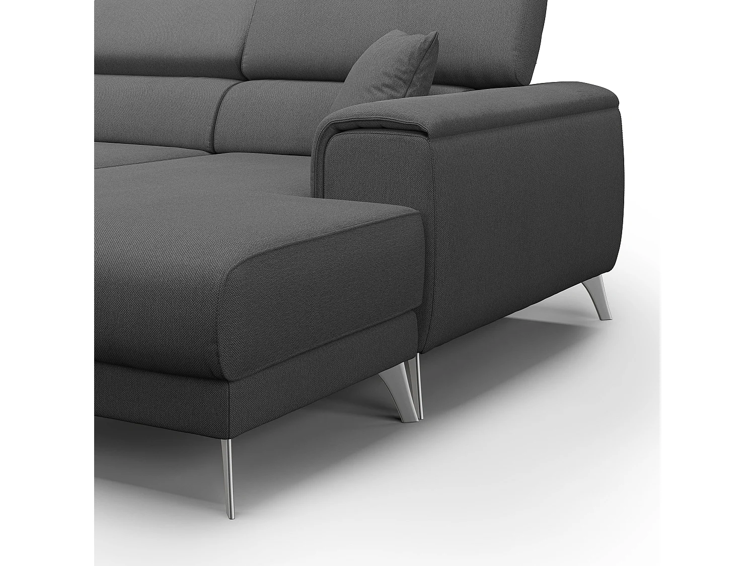Fusion Ecksofa mit Schiebesitzen aus weichem, abwaschbarem Stoff T05 260 cm links anthrazit