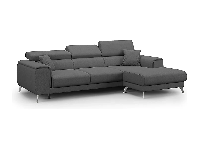 Fusion Ecksofa mit Schiebesitzen aus weichem, abwaschbarem Stoff T05 260 cm links anthrazit