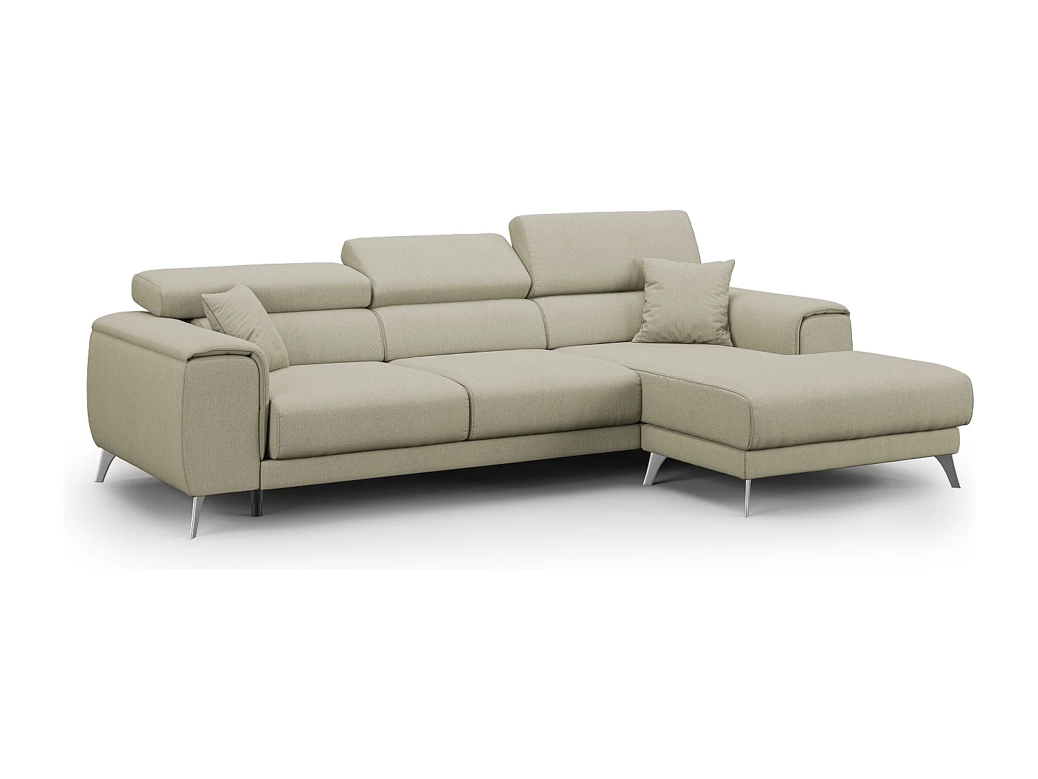 Fusion Canapé d'angle avec assises amovibles en tissu doux antitache T05 260 cm Gauche creme