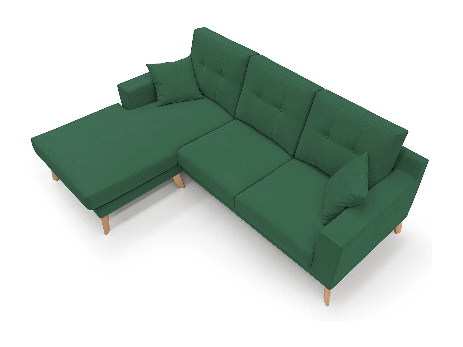 Danish Sofá rinconero moderno reversible de tela suave e impermeable 237 cm Verde
