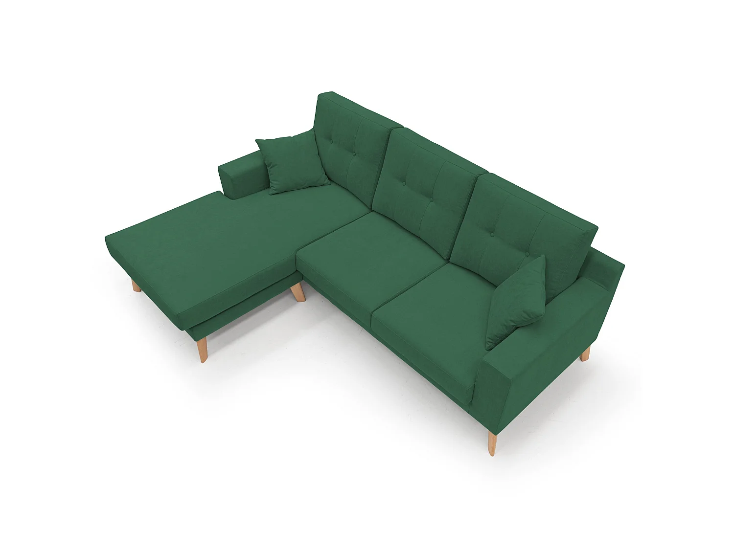 Danish Divano angolare REVERSIBILE in tessuto morbido impermeabile T02 237 cm verde