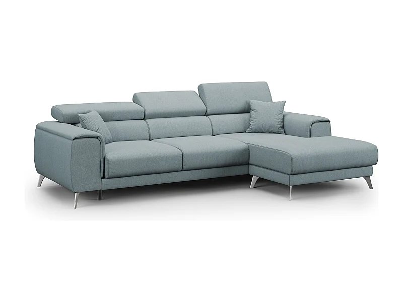 Fusion Ecksofa mit Schiebesitzen aus weichem, abwaschbarem Stoff T05 260 cm links baby blau