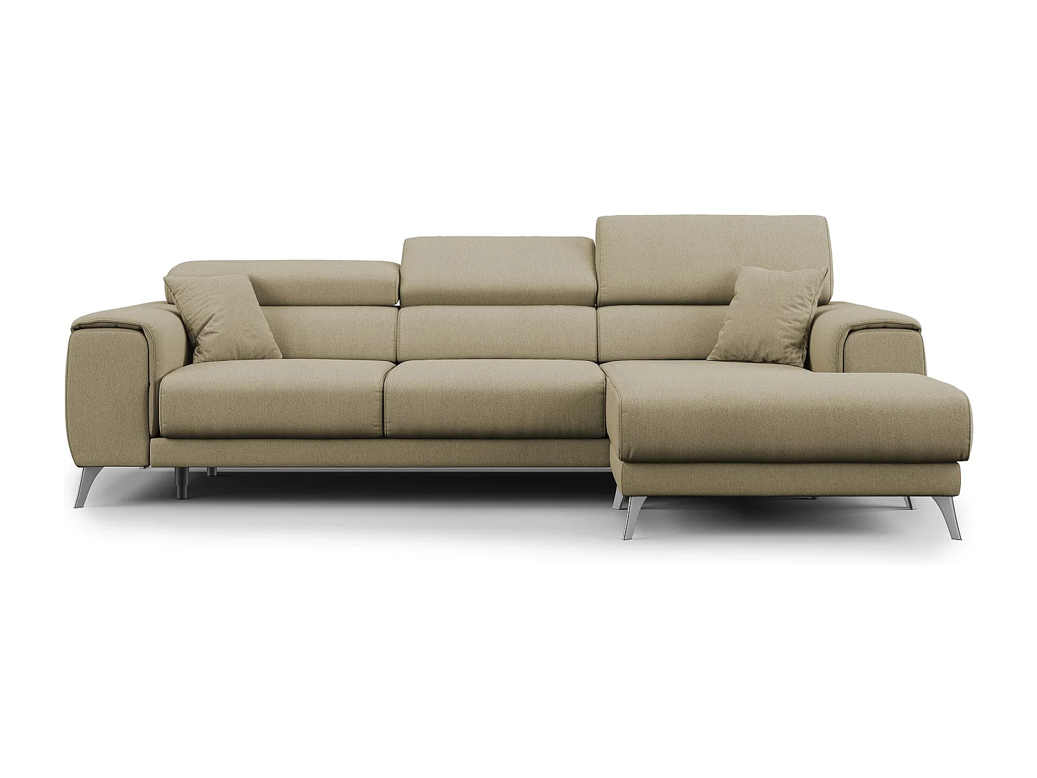 Fusion Canapé d'angle avec assises amovibles en tissu doux antitache T05 260 cm Gauche camel