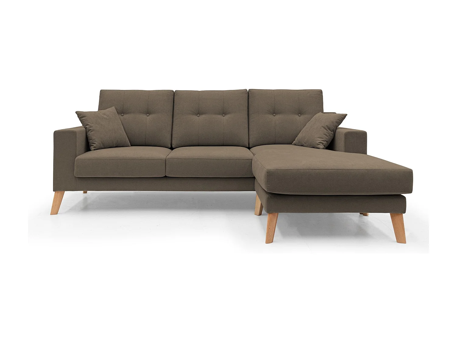 Danish Canapé d'angle moderne reversible en tissu doux imperméable T02 237 cm brun