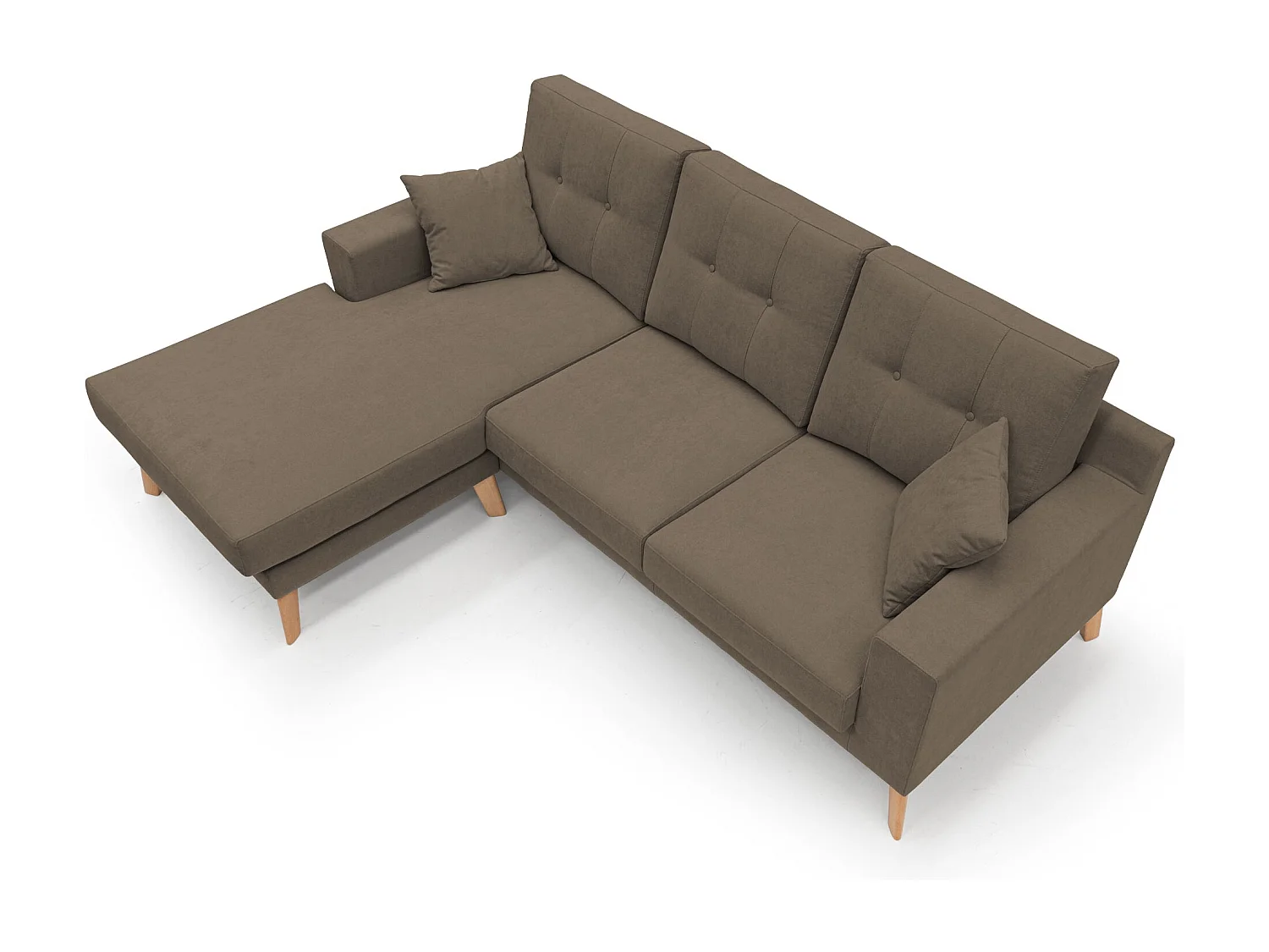 Danish Canapé d'angle moderne reversible en tissu doux imperméable T02 237 cm brun