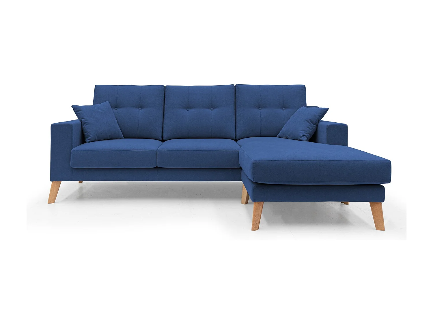 Danish Canapé d'angle moderne reversible en tissu doux imperméable T02 237 cm bleu