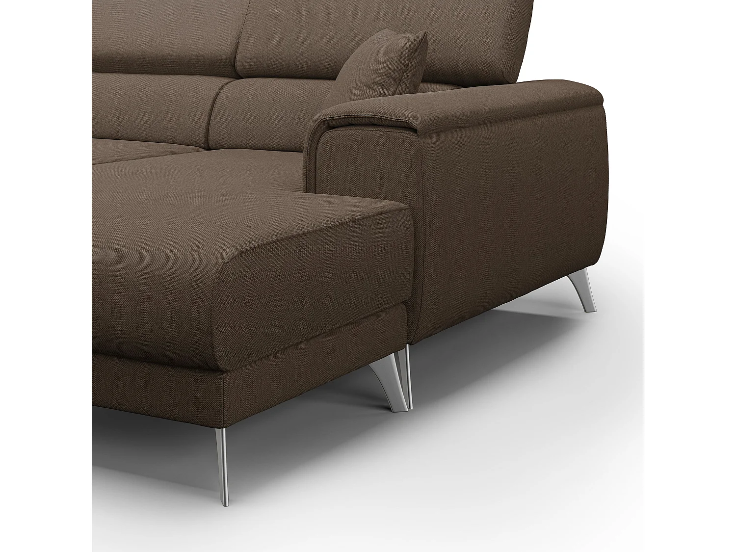 Fusion Divano angolare con sedute scorrevoli in tessuto morbido smacchiabile T05 260 cm Destro marrone