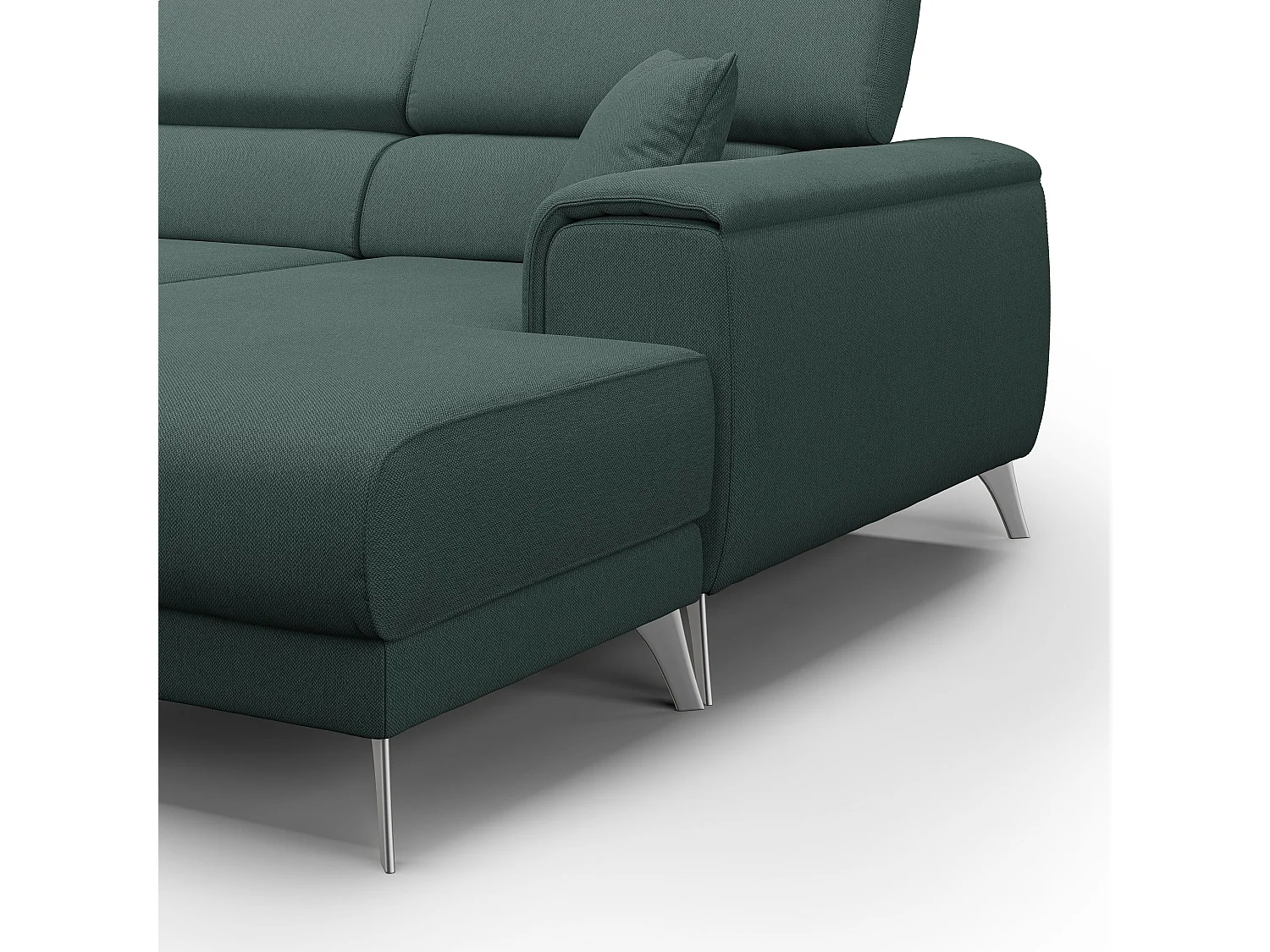 Fusion Divano angolare con sedute scorrevoli in tessuto morbido smacchiabile T05 260 cm Destro verde