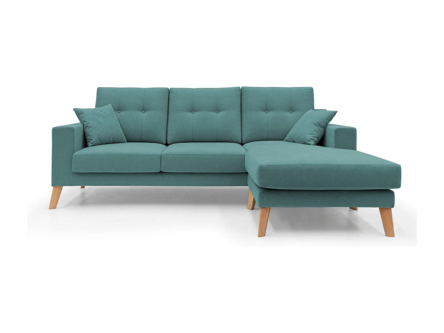 Danish Sofá rinconero moderno reversible de tela suave e impermeable 237 cm Azul Petróleo