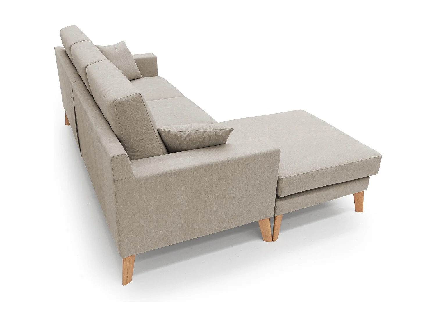 Danish Canapé d'angle moderne reversible en tissu doux imperméable T02 237 cm beige