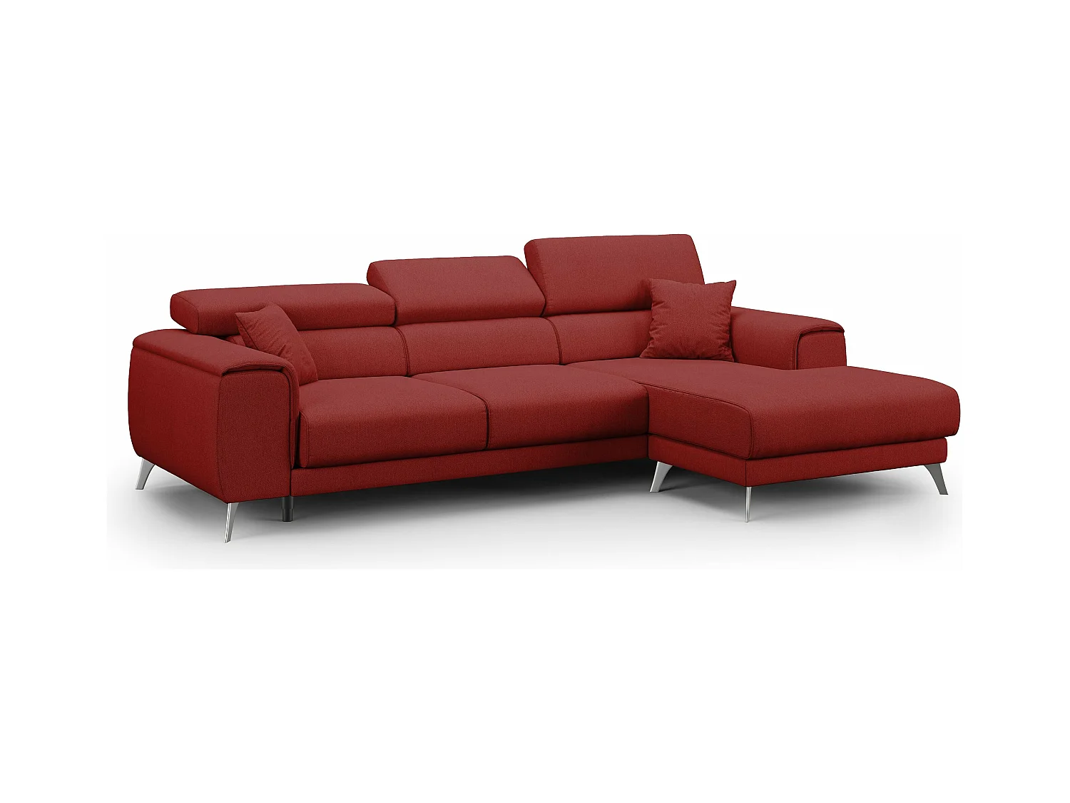 Fusion Canapé d'angle avec assises amovibles en tissu doux antitache T05 260 cm Gauche rouge Divani.store