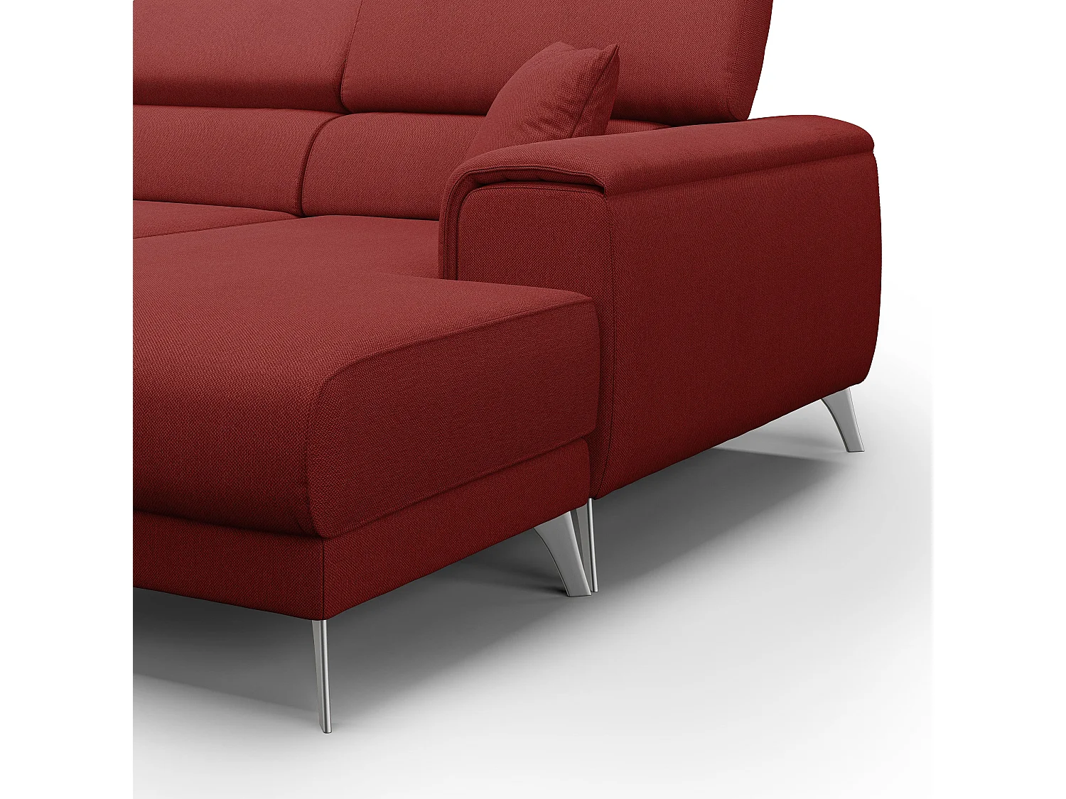 Fusion Divano angolare con sedute scorrevoli in tessuto morbido smacchiabile T05 260 cm Sinistro rosso
