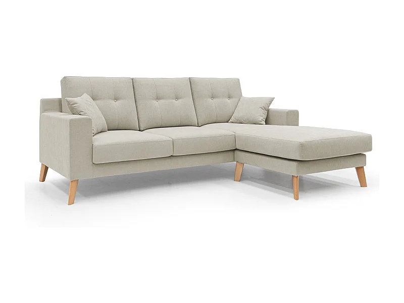 Danish Ecksofa mit verstellbarer Halbinsel aus weichem, wasserfestem Stoff T02 237 cm creme