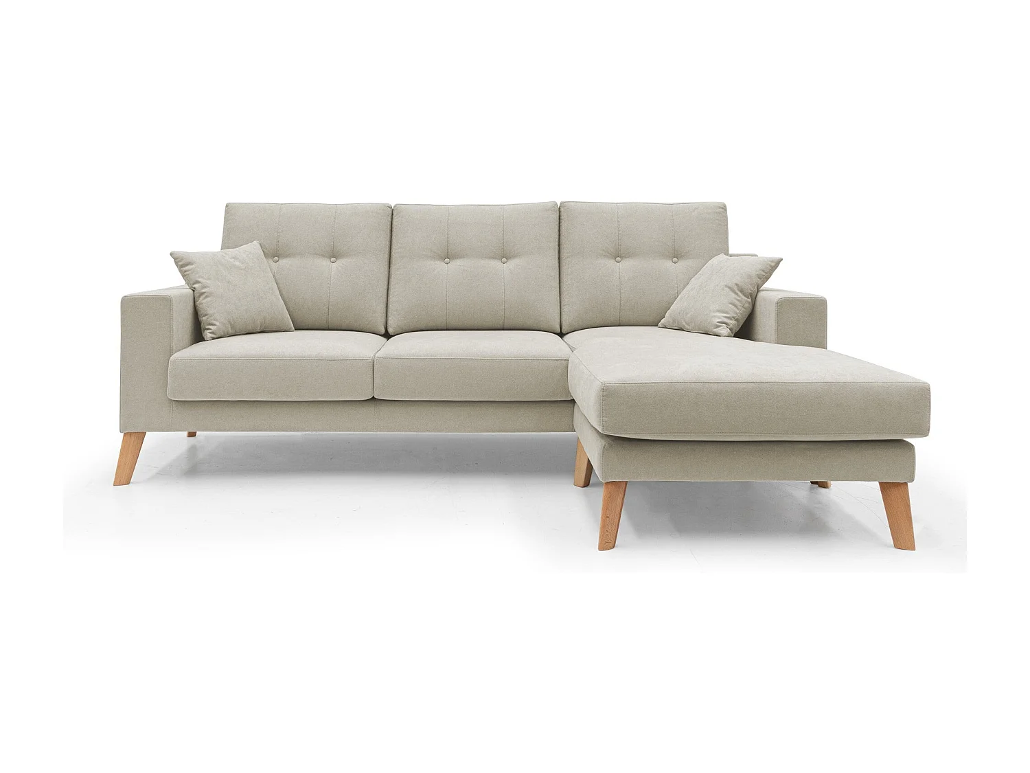 Danish Canapé d'angle moderne reversible en tissu doux imperméable T02 237 cm creme