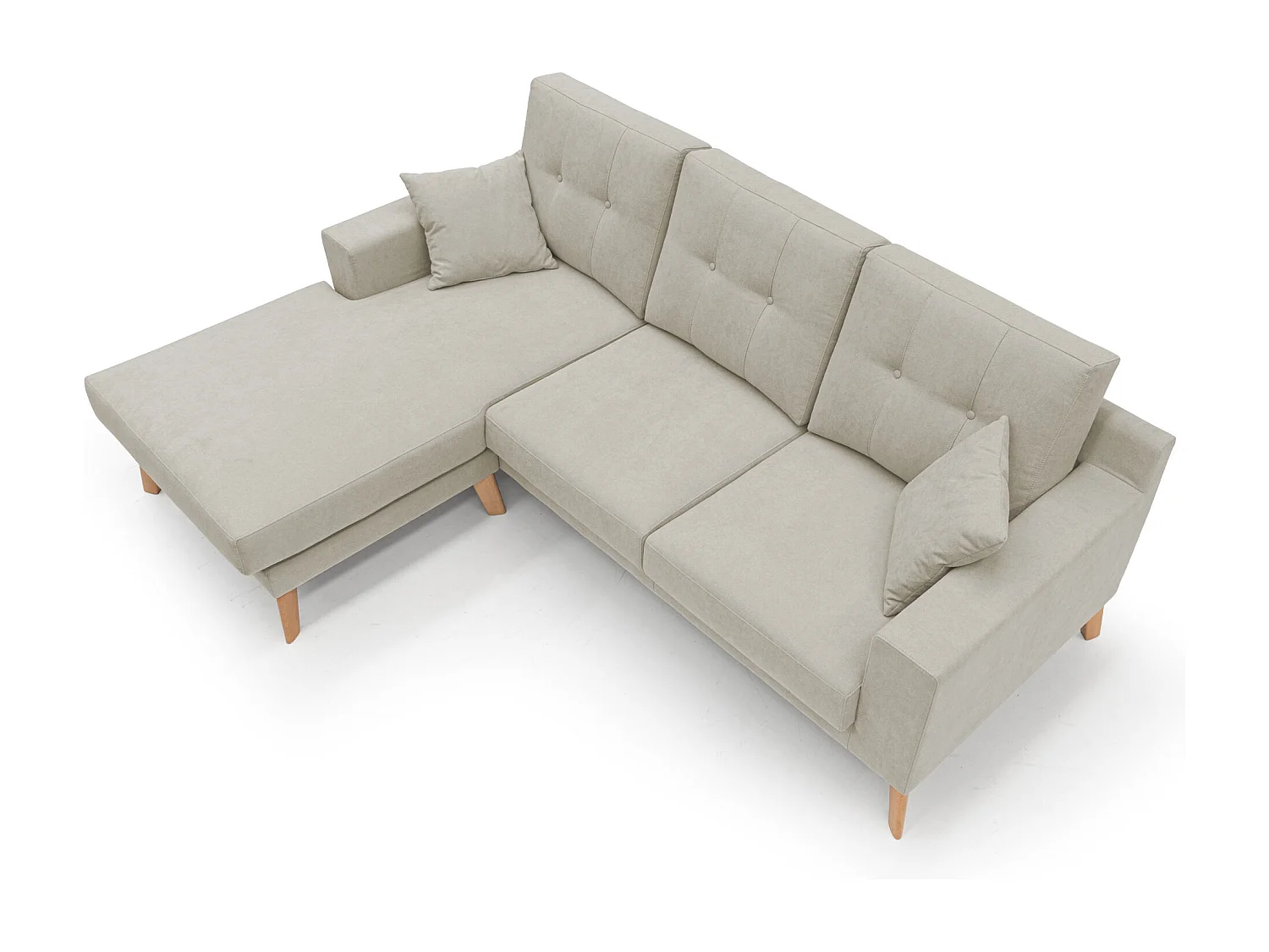 Danish Sofá rinconero moderno reversible de tela suave e impermeable 237 cm Crema