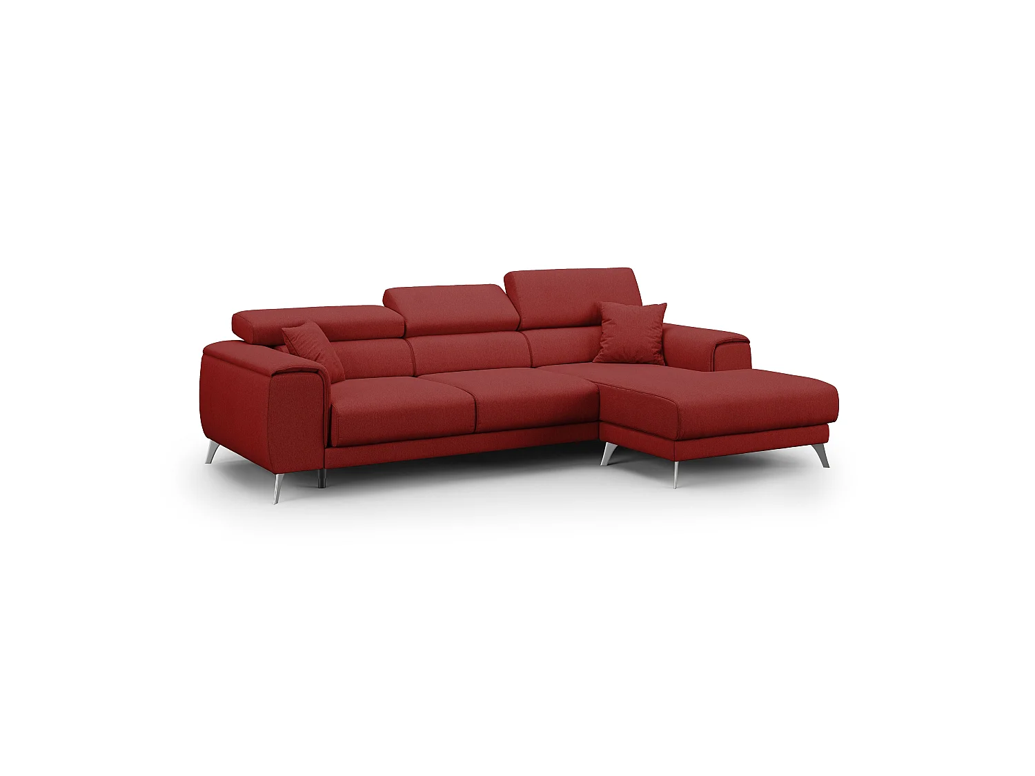 Fusion Divano angolare con sedute scorrevoli in tessuto morbido smacchiabile T05 260 cm Destro rosso