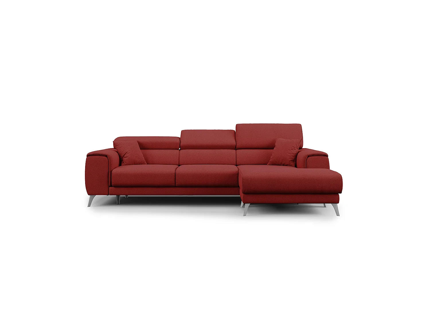 Fusion Divano angolare con sedute scorrevoli in tessuto morbido smacchiabile T05 260 cm Destro rosso