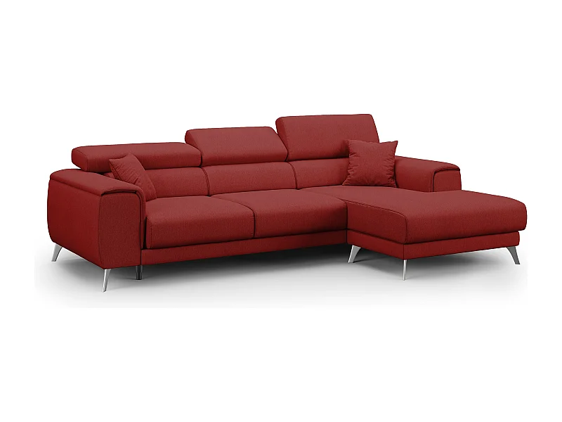 Fusion Canapé d'angle avec assises amovibles en tissu doux antitache T05 260 cm Droit rouge