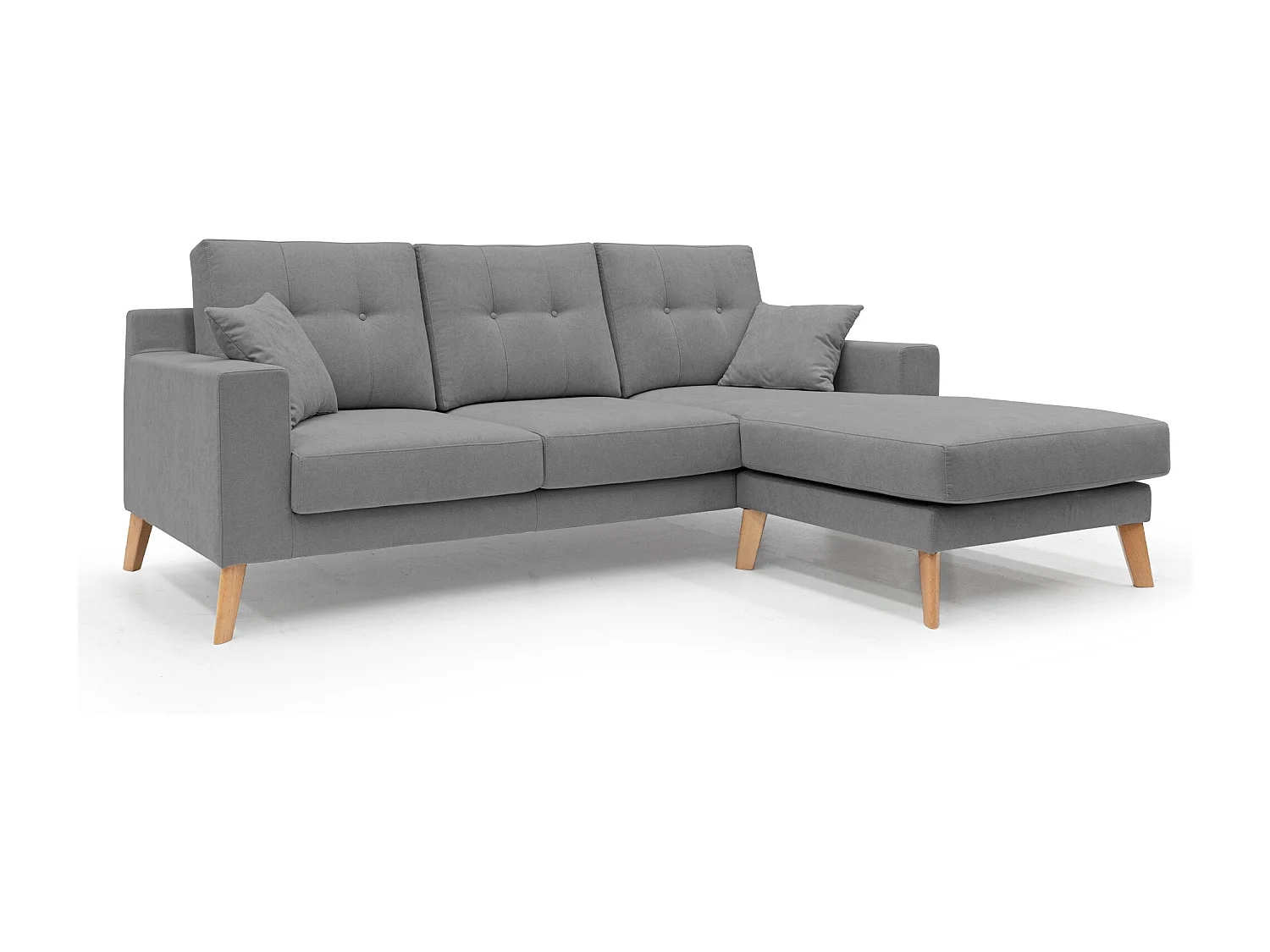 Danish Ecksofa mit verstellbarer Halbinsel aus weichem, wasserfestem Stoff T02 237 cm grau