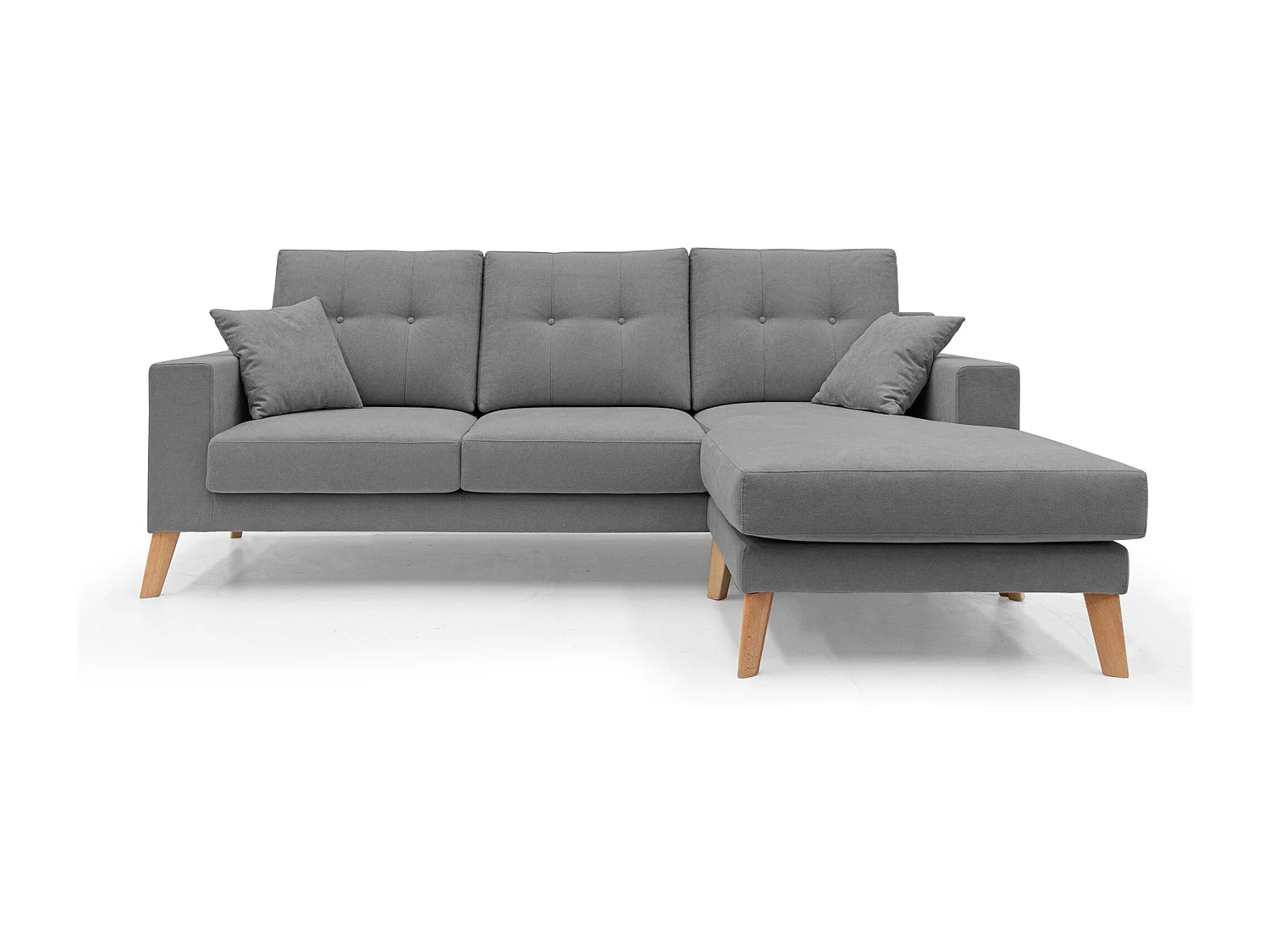 Danish Ecksofa mit verstellbarer Halbinsel aus weichem, wasserfestem Stoff T02 237 cm grau