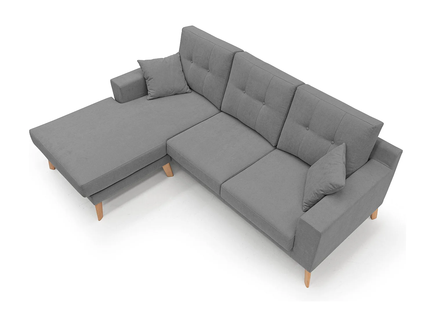 Danish Canapé d'angle moderne reversible en tissu doux imperméable T02 237 cm gris