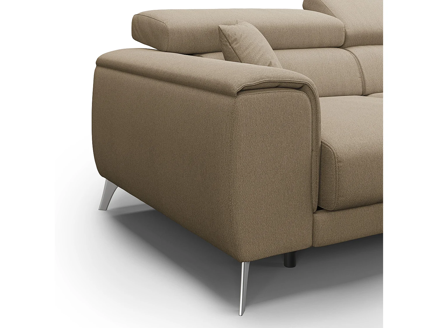 Fusion Canapé d'angle avec assises amovibles en tissu doux antitache T05 260 cm Gauche beige