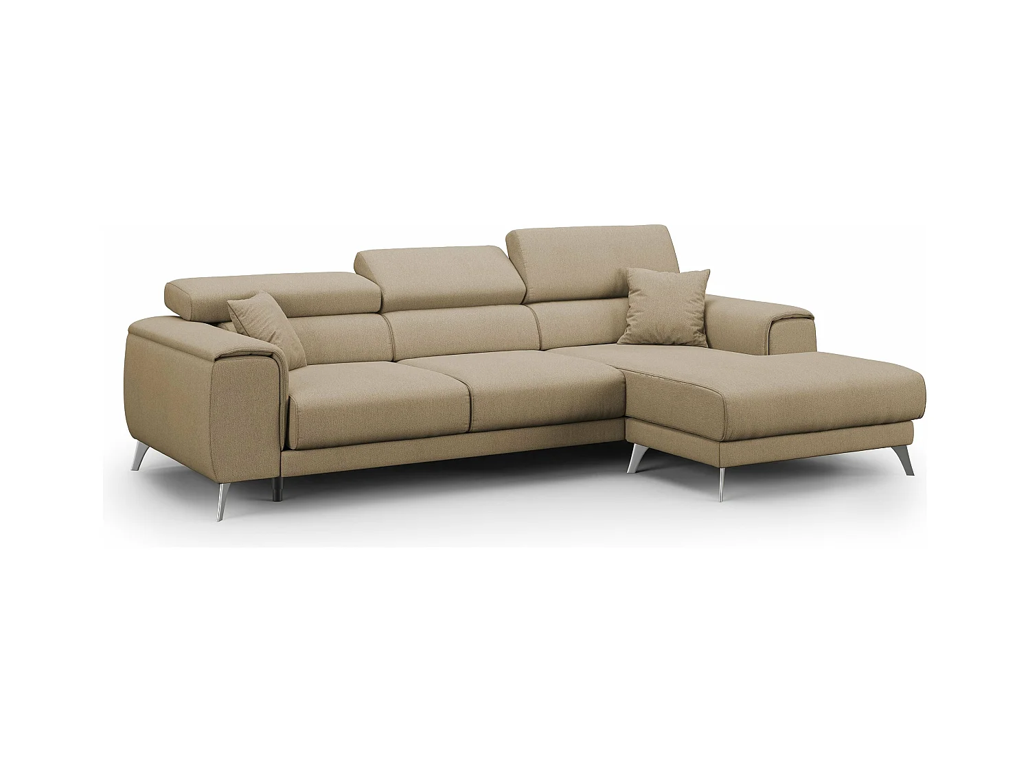 Fusion Sofá esquinero con asientos desmontables en tela suave antimanchas 260 cm Izquierdo Beige