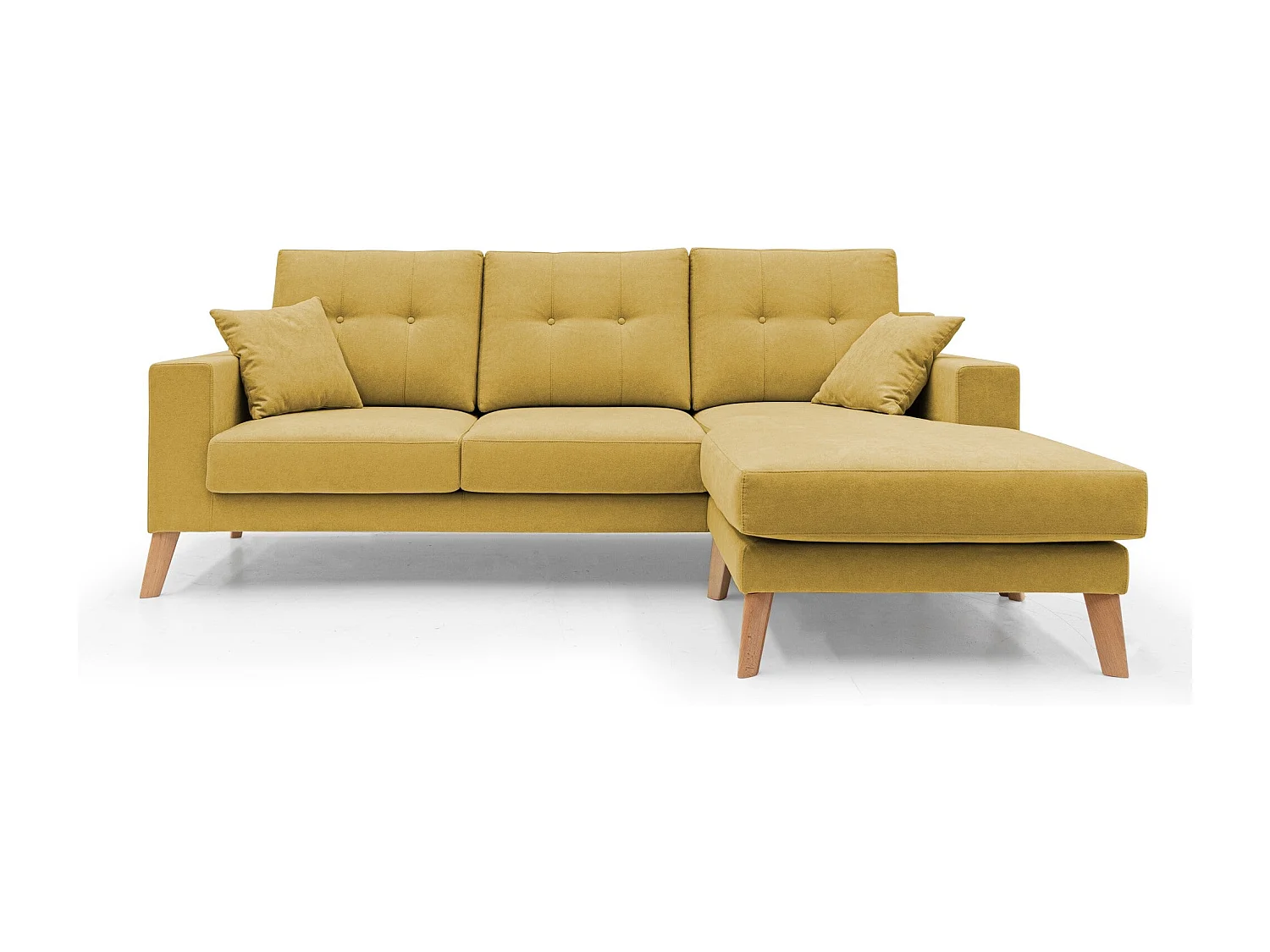 Danish Sofá rinconero moderno reversible de tela suave e impermeable 237 cm Amarillo