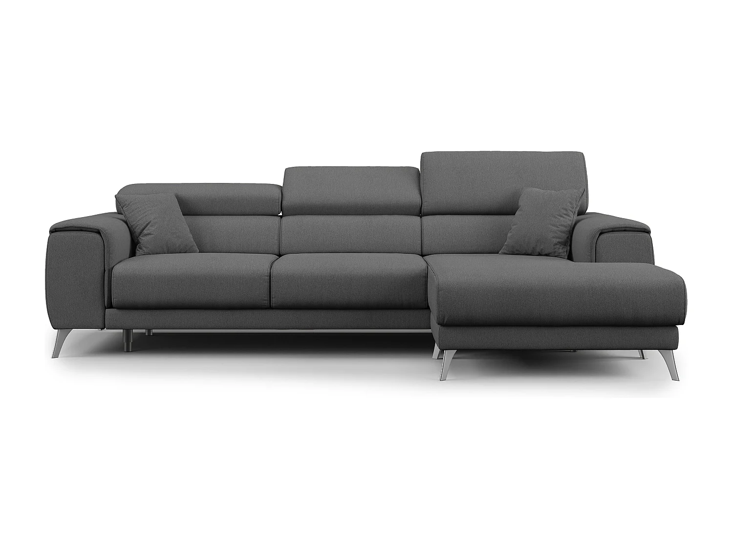 Fusion Ecksofa mit Schiebesitzen aus weichem, abwaschbarem Stoff T05 260 cm rechts anthrazit