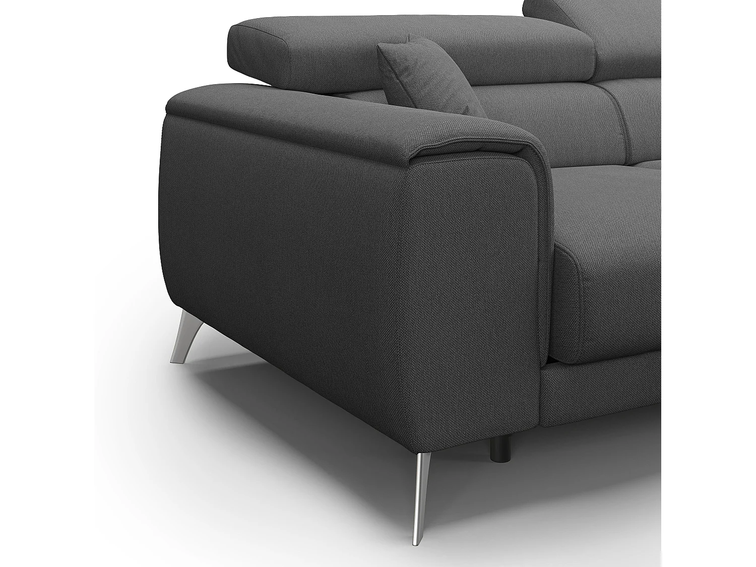 Fusion Ecksofa mit Schiebesitzen aus weichem, abwaschbarem Stoff T05 260 cm rechts anthrazit
