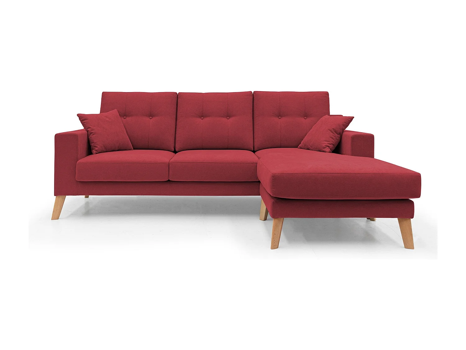 Danish Sofá rinconero moderno reversible de tela suave e impermeable 237 cm Rojo