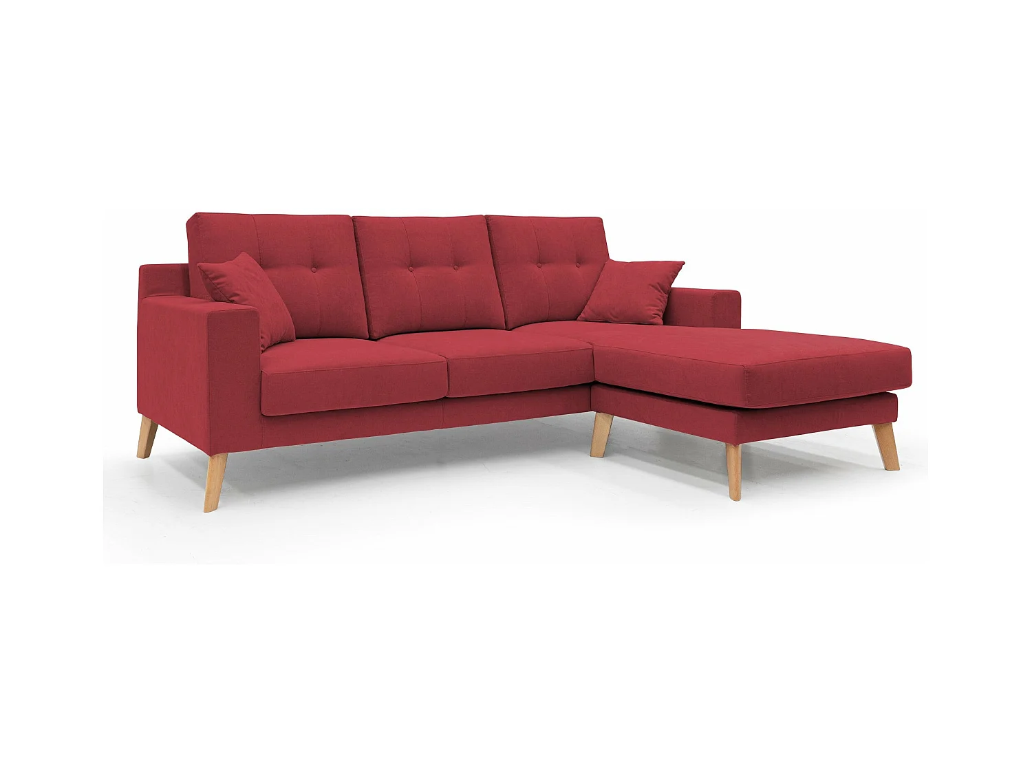 Danish Canapé d'angle moderne reversible en tissu doux imperméable T02 237 cm rouge