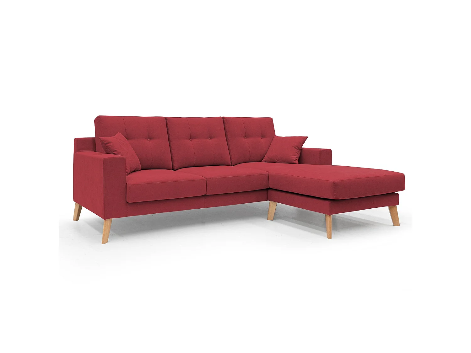 Danish Canapé d'angle moderne reversible en tissu doux imperméable T02 237 cm rouge