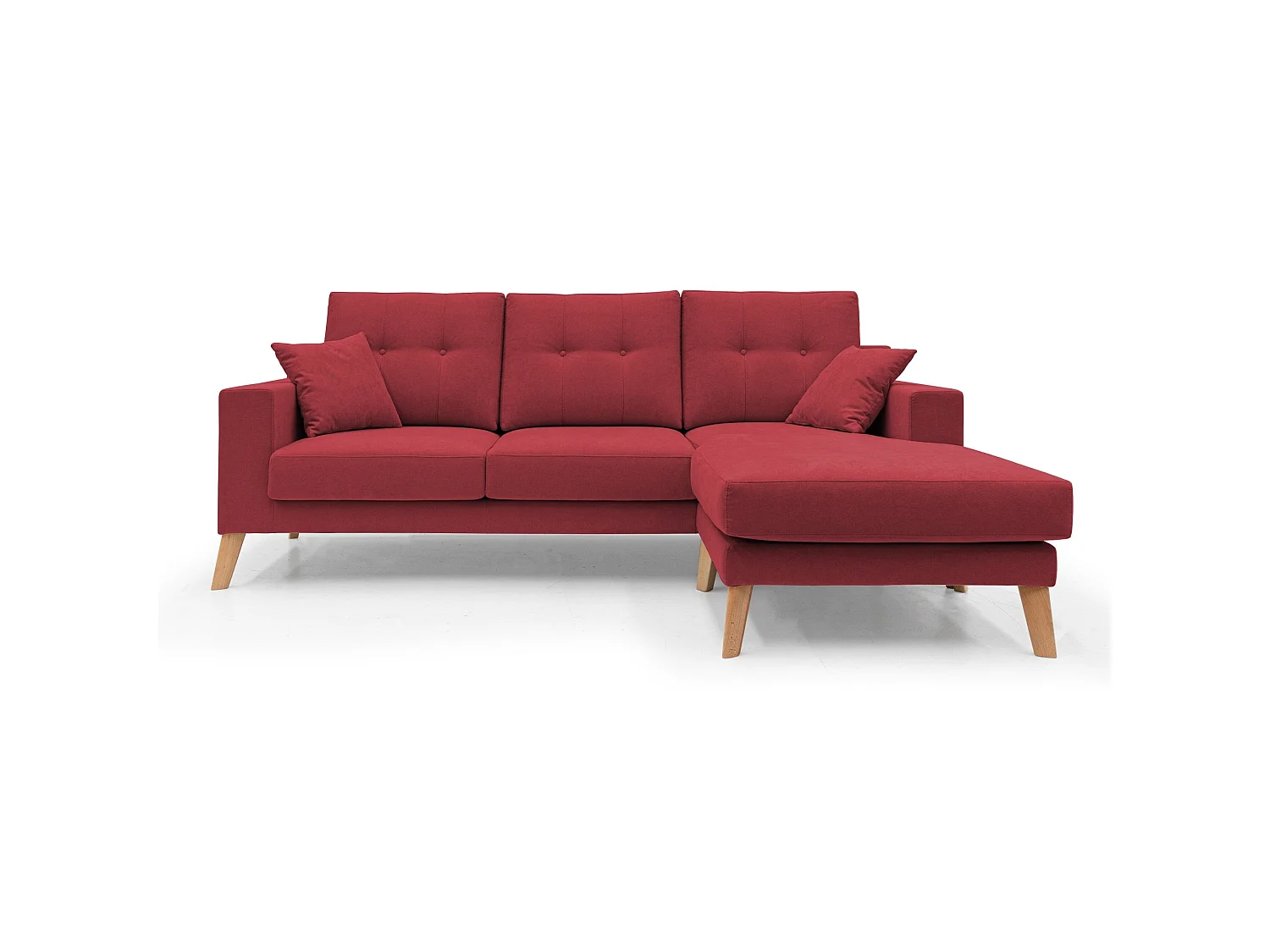 Danish Canapé d'angle moderne reversible en tissu doux imperméable T02 237 cm rouge