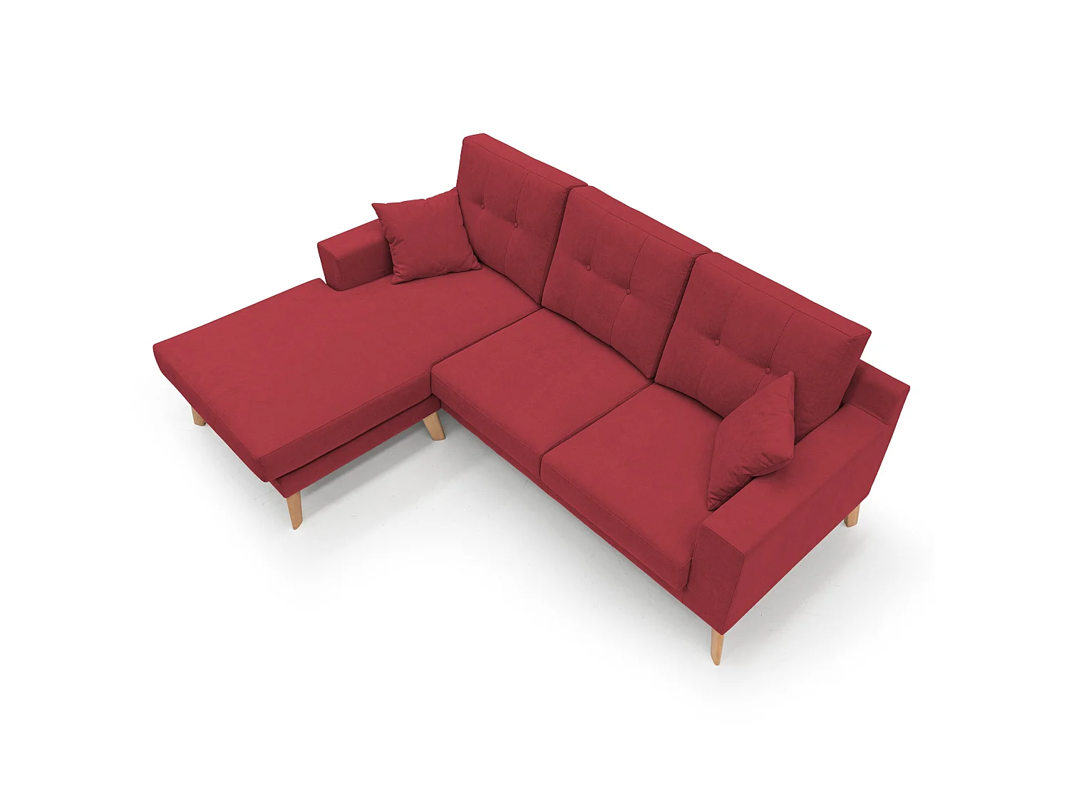 Danish Canapé d'angle moderne reversible en tissu doux imperméable T02 237 cm rouge