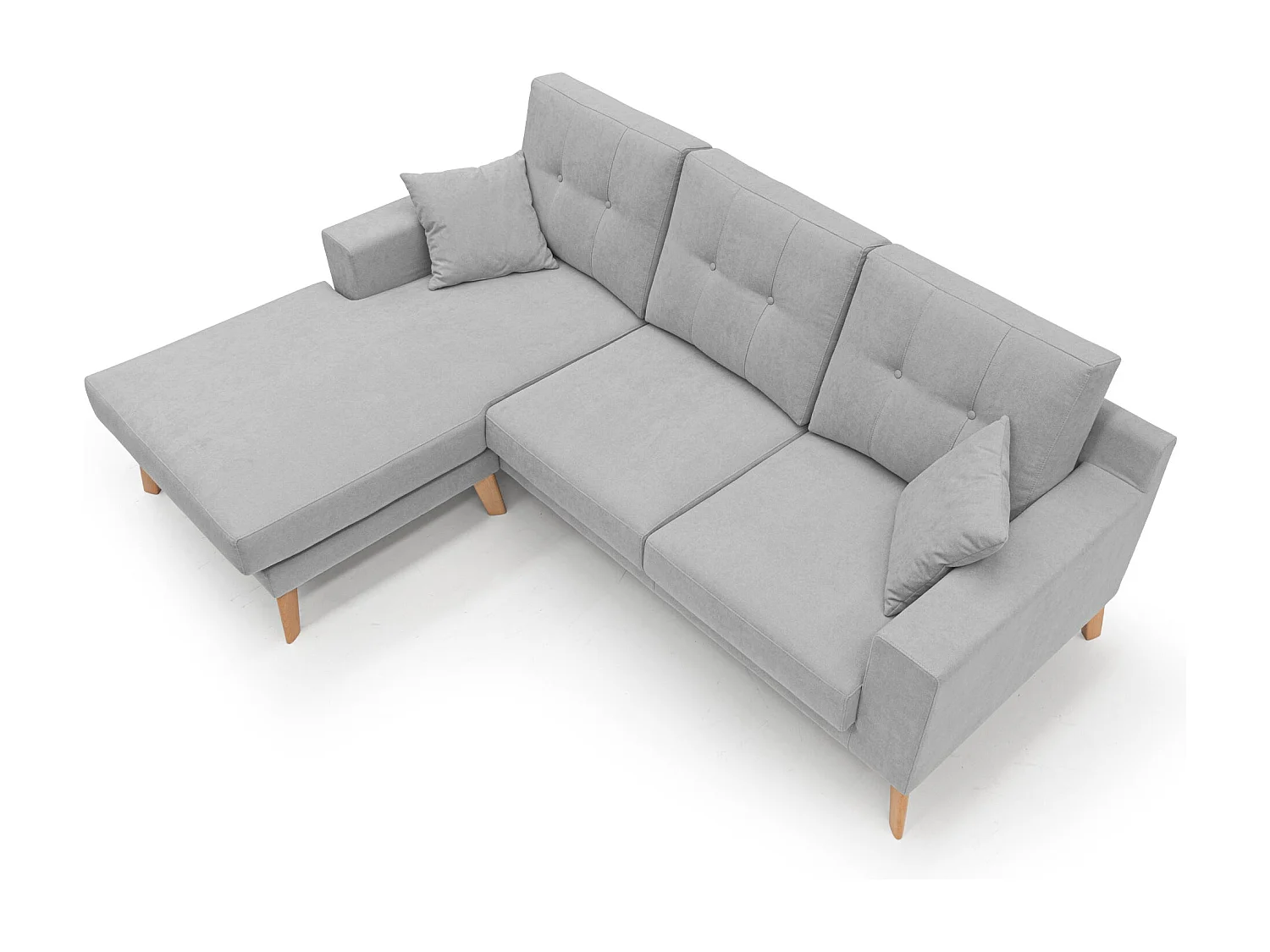 Danish Ecksofa mit verstellbarer Halbinsel aus weichem, wasserfestem Stoff T02 237 cm hellgrau