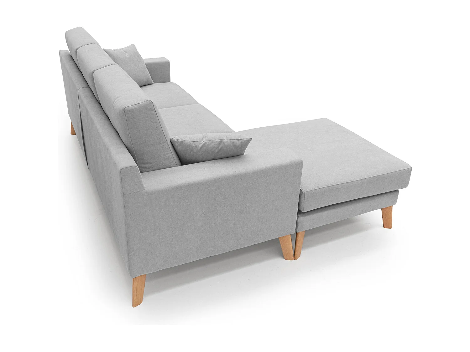 Danish Ecksofa mit verstellbarer Halbinsel aus weichem, wasserfestem Stoff T02 237 cm hellgrau