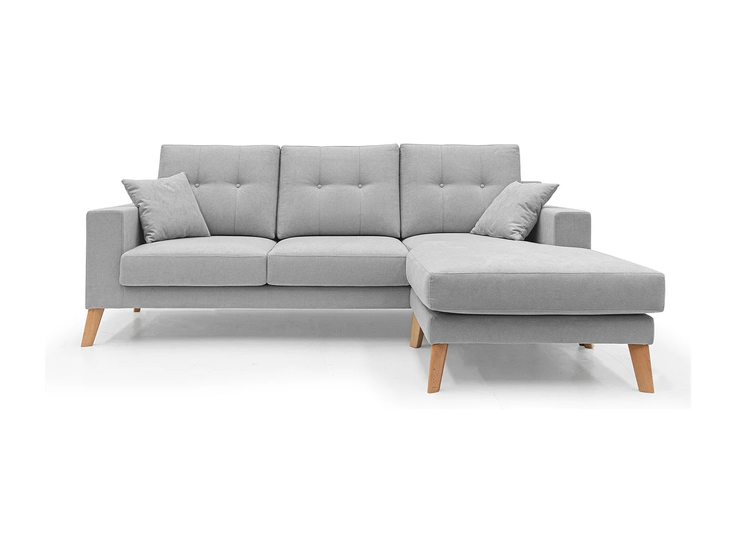 Danish Ecksofa mit verstellbarer Halbinsel aus weichem, wasserfestem Stoff T02 237 cm hellgrau