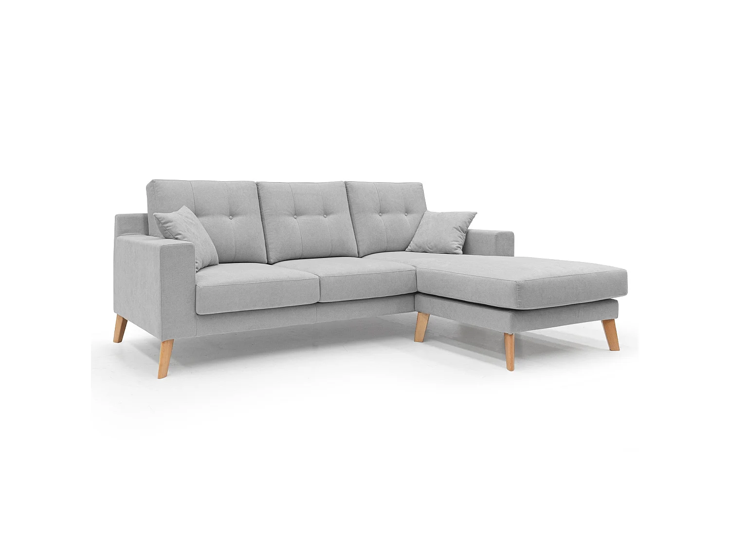 Danish Divano angolare REVERSIBILE in tessuto morbido impermeabile T02 237 cm grigio chiaro