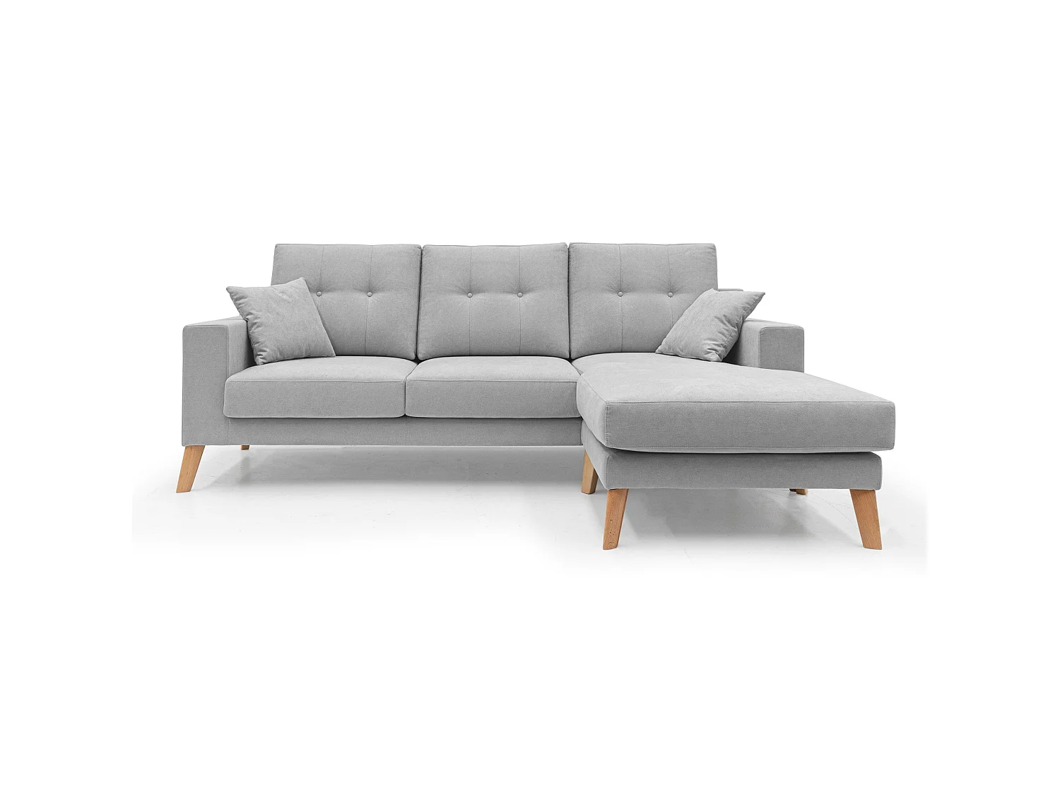 Danish Divano angolare REVERSIBILE in tessuto morbido impermeabile T02 237 cm grigio chiaro